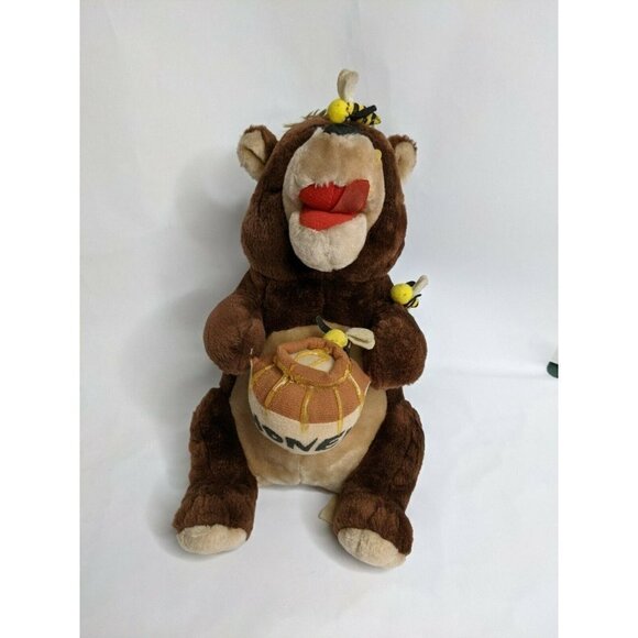 SHALOM TOY CO Plush Stuffed anima  Teddy Bear with honey pot and bees 12 inch - Picture 7 of 9